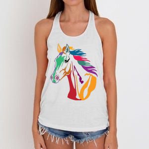 Rainbow Horse Lover Cute Women's Knotted Racerback Tank