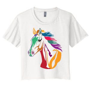 Rainbow Horse Lover Cute Women's Crop Top Tee