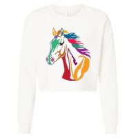 Rainbow Horse Lover Cute Cropped Pullover Crew