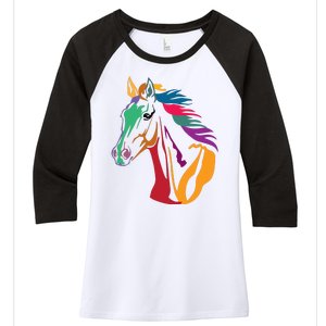 Rainbow Horse Lover Cute Women's Tri-Blend 3/4-Sleeve Raglan Shirt