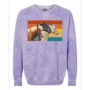 Retro Horses Lover Cute Gift Colorblast Crewneck Sweatshirt