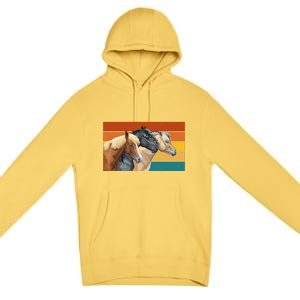 Retro Horses Lover Cute Gift Premium Pullover Hoodie