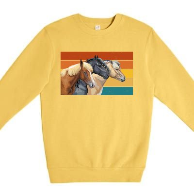 Retro Horses Lover Cute Gift Premium Crewneck Sweatshirt