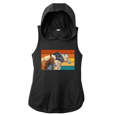 Retro Horses Lover Cute Gift Ladies PosiCharge Tri-Blend Wicking Draft Hoodie Tank