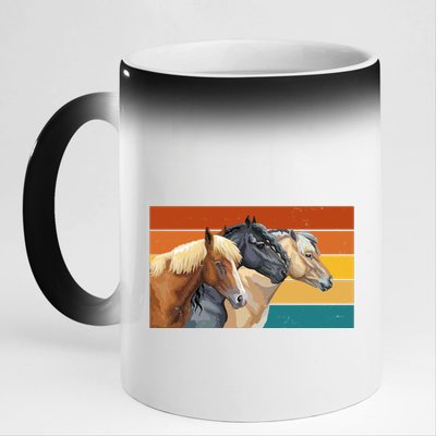 Retro Horses Lover Cute Gift 11oz Black Color Changing Mug