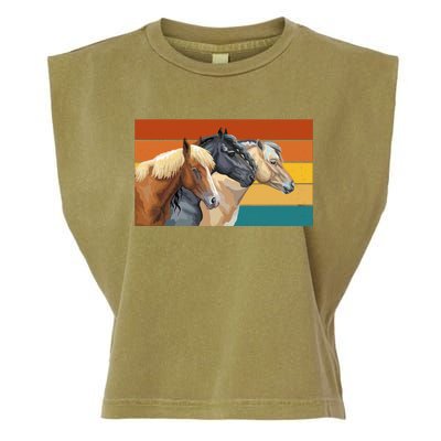 Retro Horses Lover Cute Gift Garment-Dyed Women's Muscle Tee