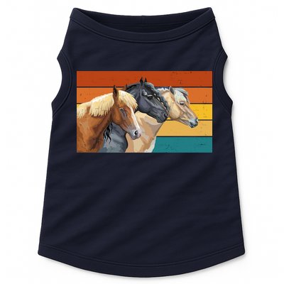 Retro Horses Lover Cute Gift Doggie Tank