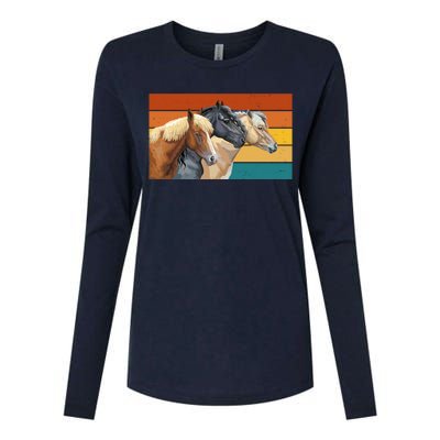 Retro Horses Lover Cute Gift Womens Cotton Relaxed Long Sleeve T-Shirt