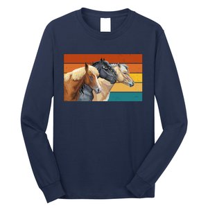 Retro Horses Lover Cute Gift Long Sleeve Shirt