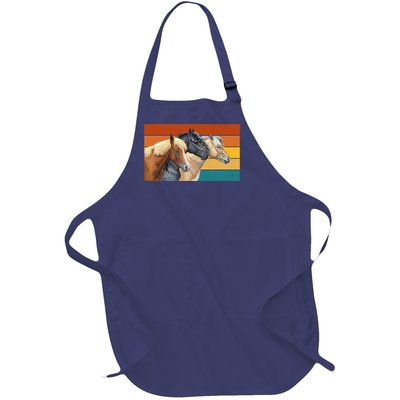 Retro Horses Lover Cute Gift Full-Length Apron With Pockets