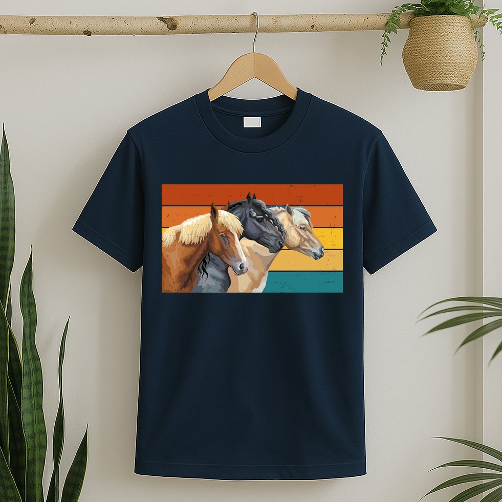 Retro Horses Lover Cute Gift T-Shirt