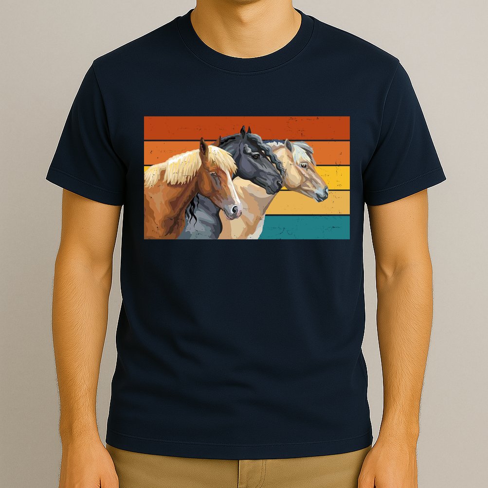Retro Horses Lover Cute Gift T-Shirt