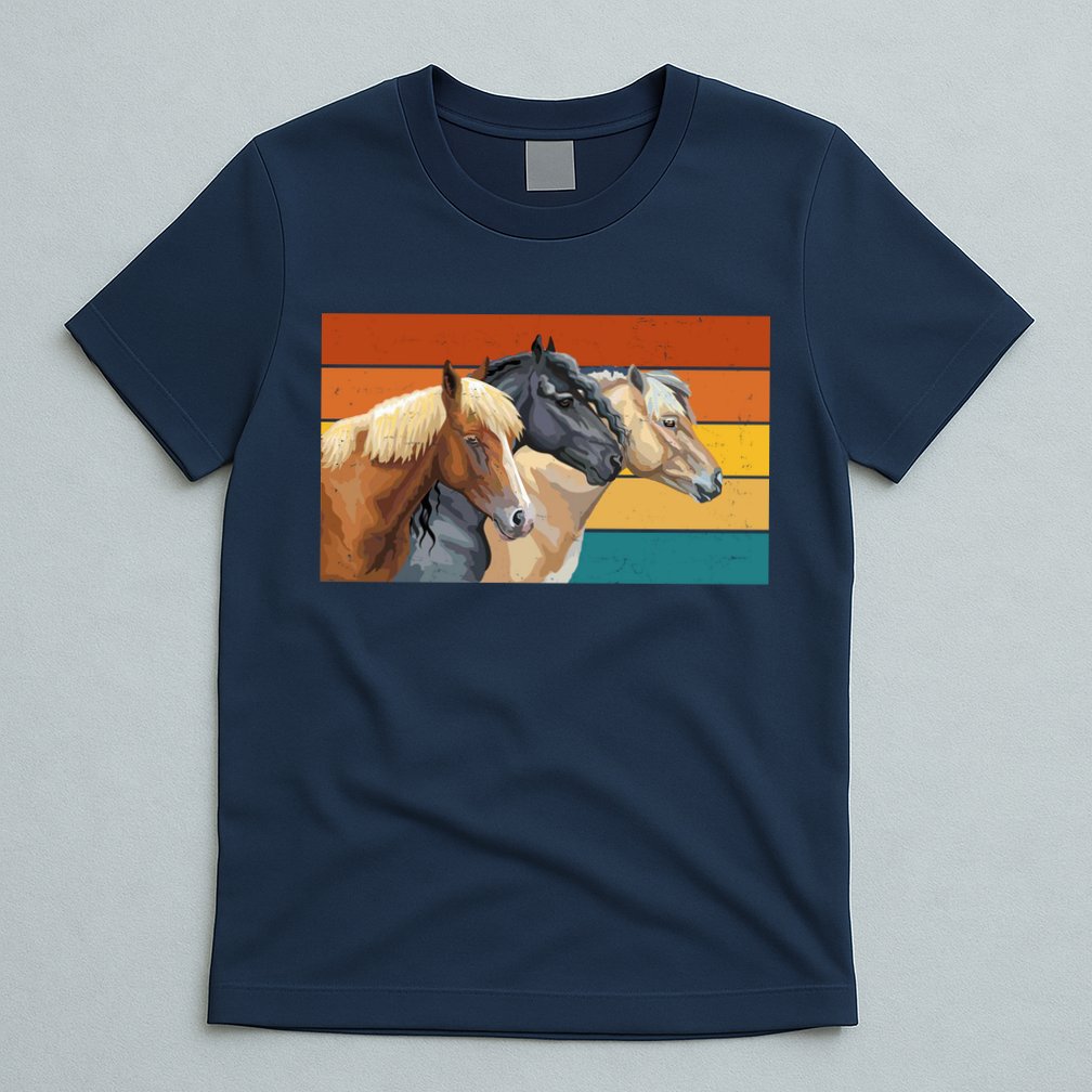 Retro Horses Lover Cute Gift T-Shirt