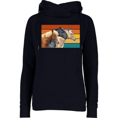 Retro Horses Lover Cute Gift Womens Funnel Neck Pullover Hood