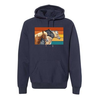 Retro Horses Lover Cute Gift Premium Hoodie