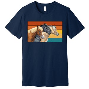 Retro Horses Lover Cute Gift Premium T-Shirt