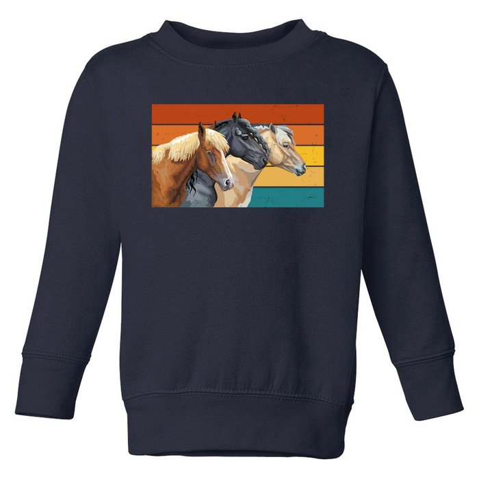 Retro Horses Lover Cute Gift Toddler Sweatshirt