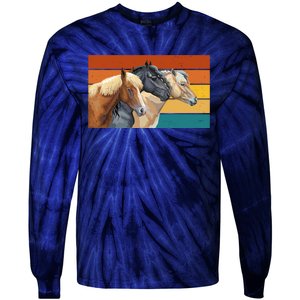 Retro Horses Lover Cute Gift Tie-Dye Long Sleeve Shirt