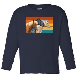 Retro Horses Lover Cute Gift Toddler Long Sleeve Shirt