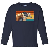 Retro Horses Lover Cute Gift Toddler Long Sleeve Shirt