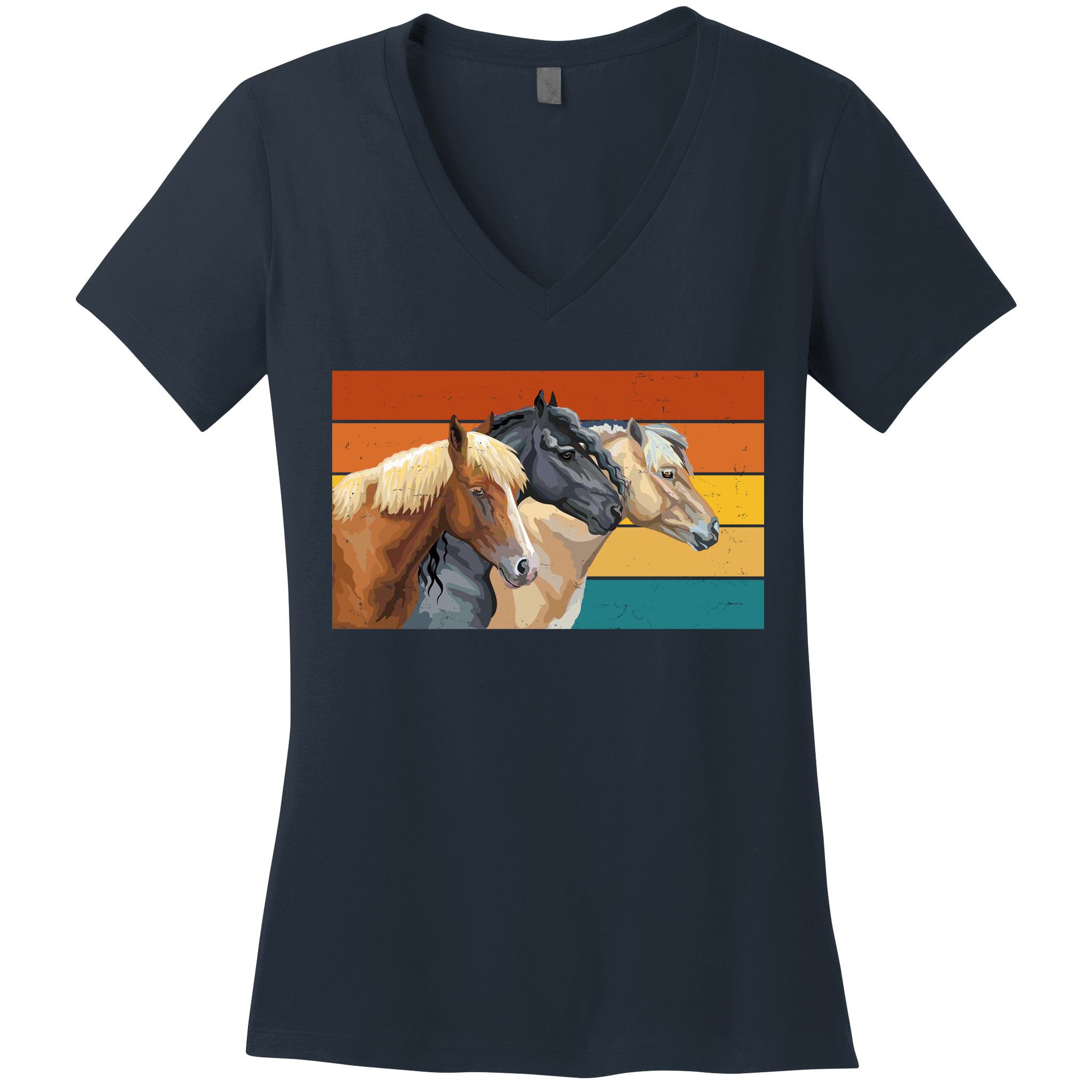 Retro Horses Lover Cute Gift Women's V-Neck T-Shirt