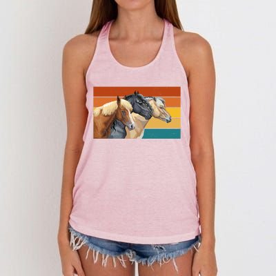 Retro Horses Lover Cute Gift Women's Knotted Racerback Tank