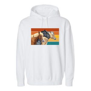 Retro Horses Lover Cute Gift Garment-Dyed Fleece Hoodie