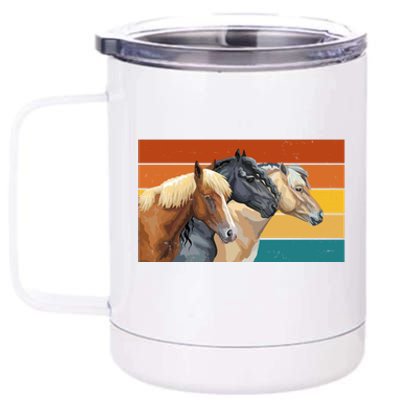 Retro Horses Lover Cute Gift 12 oz Stainless Steel Tumbler Cup