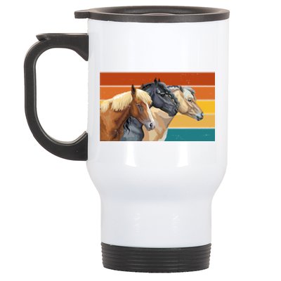 Retro Horses Lover Cute Gift Stainless Steel Travel Mug