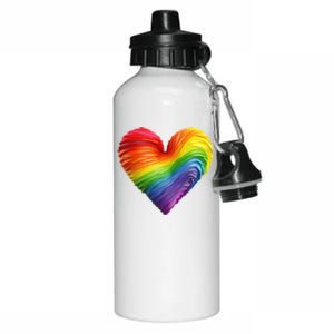 Rainbow Heart Lgbtq Flag Pride Parade Love Is Love Wins Gift Aluminum Water Bottle 