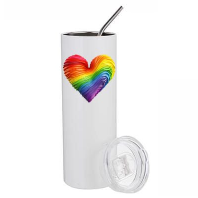 Rainbow Heart Lgbtq Flag Pride Parade Love Is Love Wins Gift Stainless Steel Tumbler