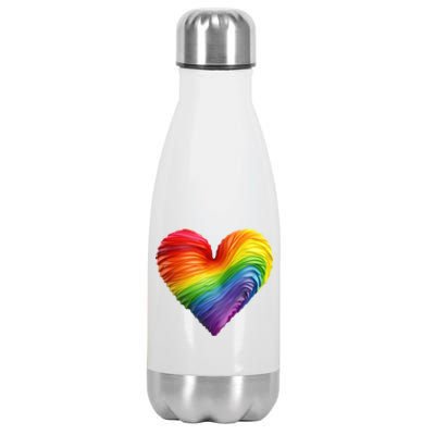 Rainbow Heart Lgbtq Flag Pride Parade Love Is Love Wins Gift Stainless Steel Insulated Water Bottle