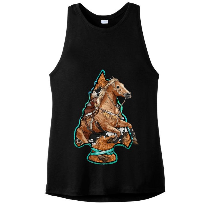 Retro Horse Lovers Cow Print Cow Western Country Cow Great Gift Ladies PosiCharge Tri-Blend Wicking Tank