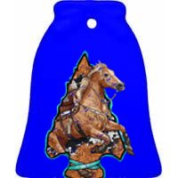 Retro Horse Lovers Cow Print Cow Western Country Cow Great Gift Ceramic Bell Ornament