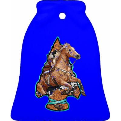 Retro Horse Lovers Cow Print Cow Western Country Cow Great Gift Ceramic Bell Ornament