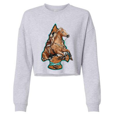 Retro Horse Lovers Cow Print Cow Western Country Cow Great Gift Cropped Pullover Crew