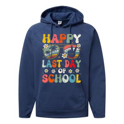 Retro Happy Last Day Of School Teacher Student Hello Summer Performance Fleece Hoodie