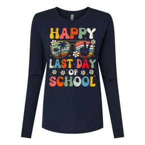 Retro Happy Last Day Of School Teacher Student Hello Summer Womens Cotton Relaxed Long Sleeve T-Shirt