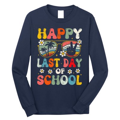 Retro Happy Last Day Of School Teacher Student Hello Summer Long Sleeve Shirt