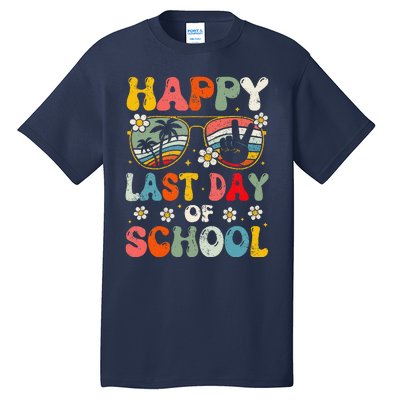 Retro Happy Last Day Of School Teacher Student Hello Summer Tall T-Shirt