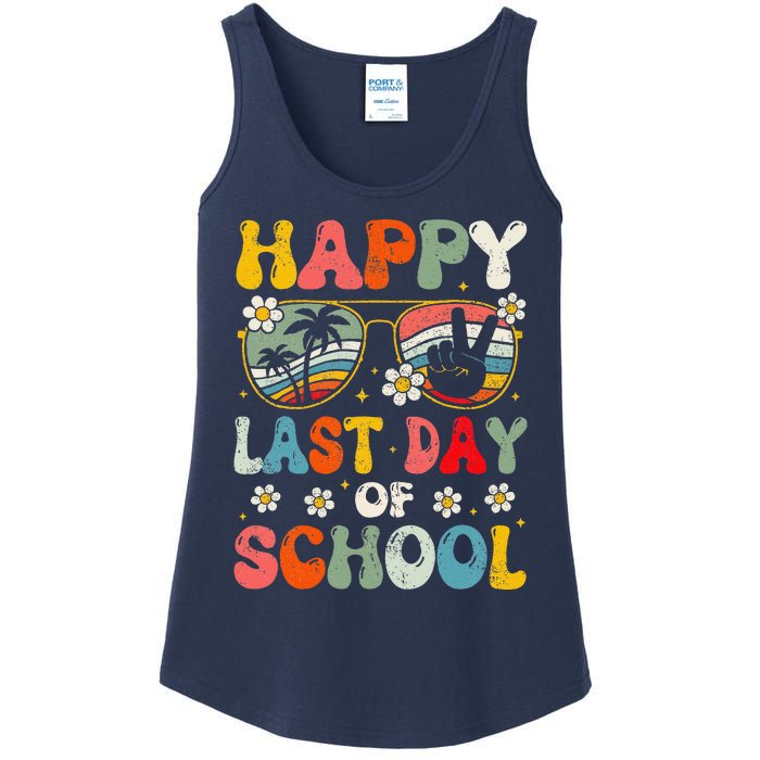 Retro Happy Last Day Of School Teacher Student Hello Summer Ladies Essential Tank