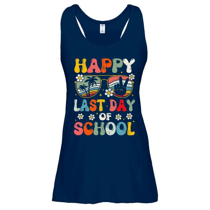 Retro Happy Last Day Of School Teacher Student Hello Summer Ladies Essential Flowy Tank