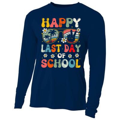 Retro Happy Last Day Of School Teacher Student Hello Summer Cooling Performance Long Sleeve Crew