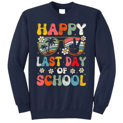 Retro Happy Last Day Of School Teacher Student Hello Summer Tall Sweatshirt