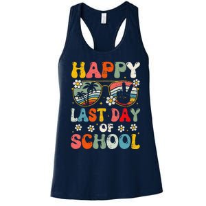 Retro Happy Last Day Of School Teacher Student Hello Summer Women's Racerback Tank