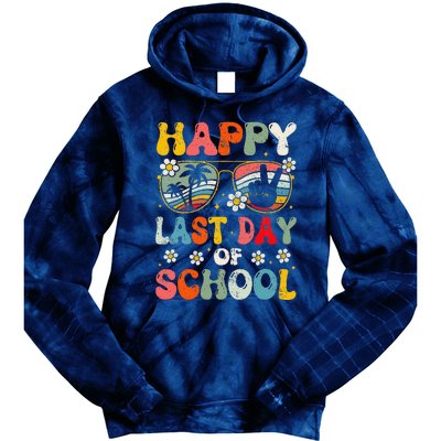 Retro Happy Last Day Of School Teacher Student Hello Summer Tie Dye Hoodie