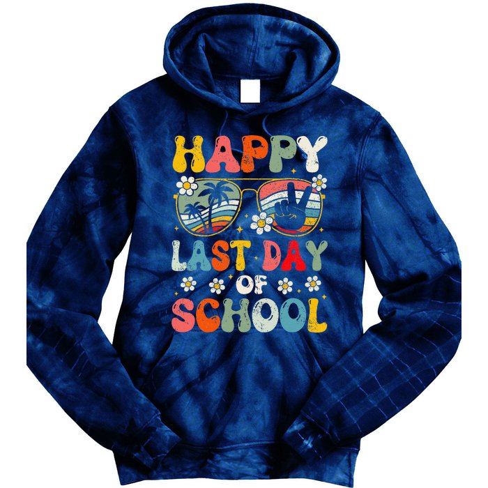 Retro Happy Last Day Of School Teacher Student Hello Summer Tie Dye Hoodie