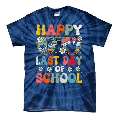 Retro Happy Last Day Of School Teacher Student Hello Summer Tie-Dye T-Shirt