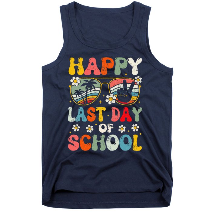 Retro Happy Last Day Of School Teacher Student Hello Summer Tank Top