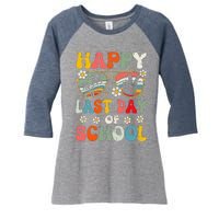 Retro Happy Last Day Of School Teacher Student Hello Summer Women's Tri-Blend 3/4-Sleeve Raglan Shirt